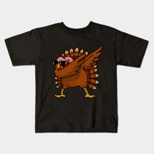 Dabbing Turkey Shirt Funny Thanksgiving Turkey Costume Shirt Kids T-Shirt
